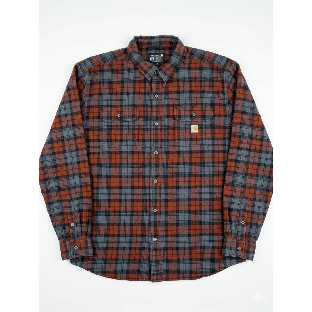 Carhartt Shirt Mens Plaid Sz2XL Loose Fit Heavyweight Button-Up Flannel TW4451-M